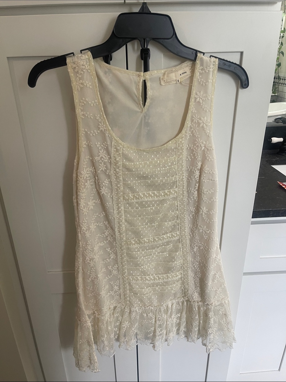 Areve Cream Lace Mini Dress